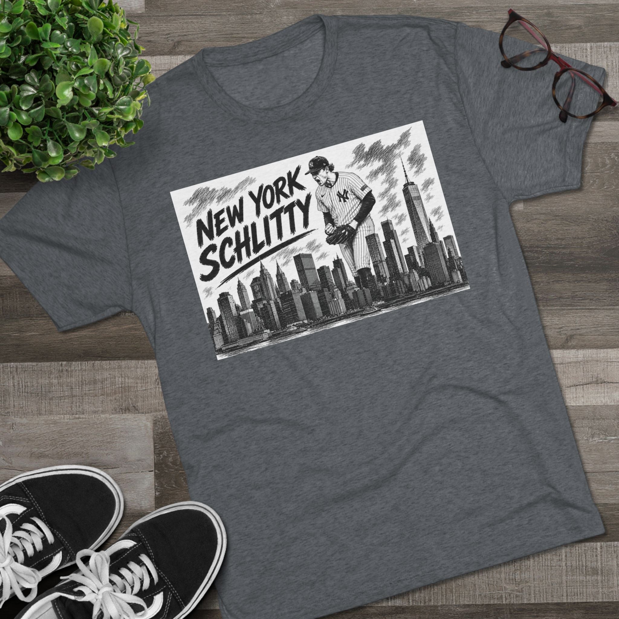 New York Schlitty T-Shirt — Vintage NYC Skyline Baseball Tee